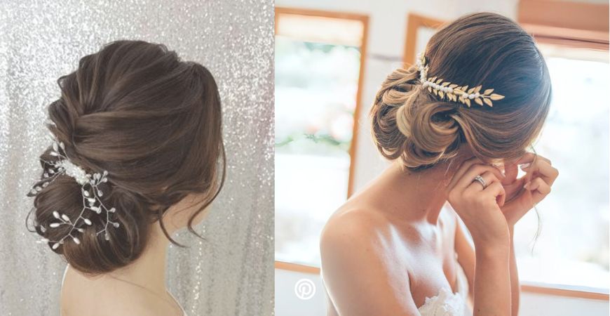 Chignon mariage visage allongé